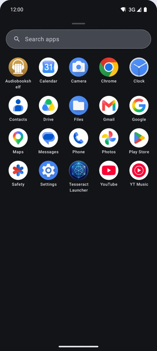 The searchable Tesseract app drawer